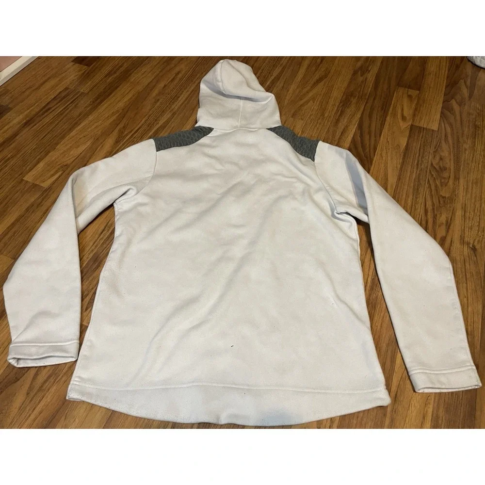 Adidas Golf Hoodie Mens Medium White Gray Fleece Pullover Logo Sweatshirt Top